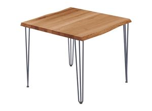 4064755145924 - Esstisch Küchentisch Schreibtisch Couchtisch aus Massivholz mit Baumkante 60x60x76 cm (AxBxH) Creative Dunkel   Anthrazit LBB-01-A-004-7016Cr