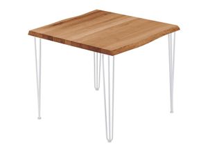 4064755145948 - Esstisch Küchentisch Schreibtisch Couchtisch aus Massivholz mit Baumkante 60x60x76 cm (AxBxH) Creative Dunkel   Weiss LBB-01-A-004-9016Cr - Lamo