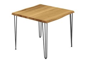 4064755145955 - Esstisch Küchentisch Schreibtisch Couchtisch aus Massivholz mit Baumkante 60x60x76 cm (AxBxH) Creative Rustikal   Schwarz LBB-01-A-003-9005Cr