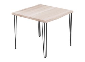 4064755146112 - Esstisch Küchentisch Schreibtisch Couchtisch aus Massivholz mit Baumkante 60x60x76 cm (AxBxH) Creative Roh   Schwarz LBB-01-A-001-9005Cr - Lamo