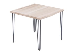 4064755146129 - Esstisch Küchentisch Schreibtisch Couchtisch aus Massivholz mit Baumkante 60x60x76 cm (AxBxH) Creative Roh   Anthrazit LBB-01-A-001-7016Cr - Lamo