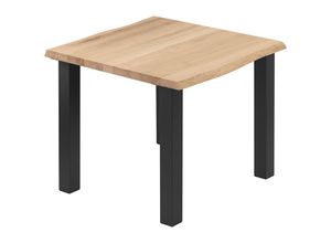 4064755146198 - Esstisch Küchentisch Schreibtisch Couchtisch aus Massivholz mit Baumkante 60x60x76 cm (AxBxH) Classic Natur   Schwarz LBB-01-A-002-9005Cl - Lamo