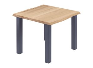 4064755146204 - Esstisch Küchentisch Schreibtisch Couchtisch aus Massivholz mit Baumkante 60x60x76 cm (AxBxH) Classic Natur   Anthrazit LBB-01-A-002-7016Cl