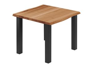 4064755146235 - Esstisch Küchentisch Schreibtisch Couchtisch aus Massivholz mit Baumkante 60x60x76 cm (AxBxH) Classic Dunkel   Schwarz LBB-01-A-004-9005Cl - Lamo