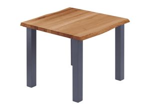 4064755146242 - Esstisch Küchentisch Schreibtisch Couchtisch aus Massivholz mit Baumkante 60x60x76 cm (AxBxH) Classic Dunkel   Anthrazit LBB-01-A-004-7016Cl