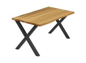 4064755150997 - Esstisch Küchentisch Schreibtisch Couchtisch aus Massivholz mit Baumkante 120x80x76 cm (AxBxH) Design Rustikal   Schwarz LEB-01-A-003-9005D