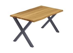 4064755151000 - Esstisch Küchentisch Schreibtisch Couchtisch aus Massivholz mit Baumkante 120x80x76 cm (AxBxH) Design Rustikal   Anthrazit LEB-01-A-003-7016D