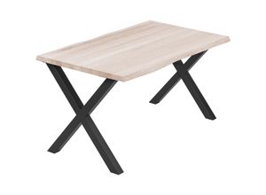 4064755151154 - Esstisch Küchentisch Schreibtisch Couchtisch aus Massivholz mit Baumkante 120x80x76 cm (AxBxH) Design Roh   Schwarz LEB-01-A-001-9005D - Lamo