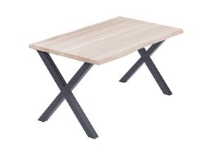 4064755151161 - Esstisch Küchentisch Schreibtisch Couchtisch aus Massivholz mit Baumkante 120x80x76 cm (AxBxH) Design Roh   Anthrazit LEB-01-A-001-7016D - Lamo