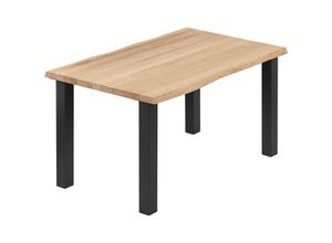 4064755151550 - Esstisch Küchentisch Schreibtisch Couchtisch aus Massivholz mit Baumkante 120x80x76 cm (AxBxH) Classic Natur   Schwarz LEB-01-A-002-9005Cl - Lamo