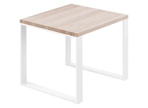 4064755152106 - Esstisch Küchentisch Schreibtisch Couchtisch aus Massivholz 60x60x76 cm (AxBxH) Modern Roh   Weiss LBG-01-A-001-9016M - Lamo Manufaktur