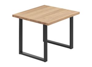 4064755152113 - Esstisch Küchentisch Schreibtisch Couchtisch aus Massivholz 60x60x76 cm (AxBxH) Loft Natur   Schwarz LBG-01-A-002-9005L - Lamo Manufaktur