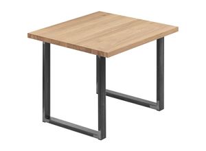 4064755152137 - Esstisch Küchentisch Schreibtisch Couchtisch aus Massivholz 60x60x76 cm (AxBxH) Loft Natur   Rohstahl mit Klarlack LBG-01-A-002-0000L - Lamo