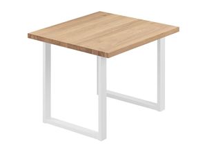 4064755152144 - LAMO Manufaktur Esstisch Küchentisch Schreibtisch Couchtisch aus Massivholz 60x60x76 cm (AxBxH) Loft Natur   Weiss LBG-01-A-002-9016L