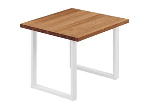 4064755152182 - Esstisch Küchentisch Schreibtisch Couchtisch aus Massivholz 60x60x76 cm (AxBxH) Loft Dunkel   Weiss LBG-01-A-004-9016L - Lamo Manufaktur