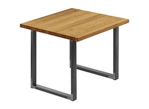 4064755152212 - Esstisch Küchentisch Schreibtisch Couchtisch aus Massivholz 60x60x76 cm (AxBxH) Loft Rustikal   Rohstahl mit Klarlack LBG-01-A-003-0000L - Lamo