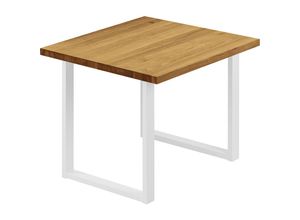 4064755152229 - Esstisch Küchentisch Schreibtisch Couchtisch aus Massivholz 60x60x76 cm (AxBxH) Loft Rustikal   Weiss LBG-01-A-003-9016L - Lamo Manufaktur