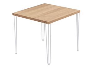 4064755152304 - Esstisch Küchentisch Schreibtisch Couchtisch aus Massivholz 60x60x76 cm (AxBxH) Creative Natur   Weiss LBG-01-A-002-9016Cr - Lamo Manufaktur