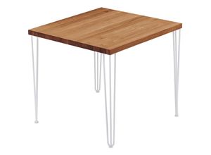 4064755152342 - Esstisch Küchentisch Schreibtisch Couchtisch aus Massivholz 60x60x76 cm (AxBxH) Creative Dunkel   Weiss LBG-01-A-004-9016Cr - Lamo Manufaktur