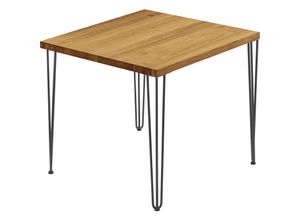 4064755152373 - Esstisch Küchentisch Schreibtisch Couchtisch aus Massivholz 60x60x76 cm (AxBxH) Creative Rustikal   Rohstahl mit Klarlack LBG-01-A-003-0000Cr