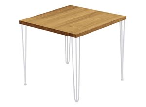 4064755152380 - Esstisch Küchentisch Schreibtisch Couchtisch aus Massivholz 60x60x76 cm (AxBxH) Creative Rustikal   Weiss LBG-01-A-003-9016Cr - Lamo Manufaktur