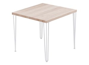 4064755152427 - Esstisch Küchentisch Schreibtisch Couchtisch aus Massivholz 60x60x76 cm (AxBxH) Creative Roh   Weiss LBG-01-A-001-9016Cr - Lamo Manufaktur