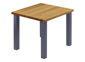 4064755152526 - Esstisch Küchentisch Schreibtisch Couchtisch aus Massivholz 60x60x76 cm (AxBxH) Classic Rustikal   Anthrazit LBG-01-A-003-7016Cl - Lamo Manufaktur