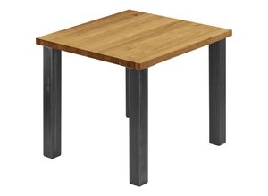 4064755152533 - Esstisch Küchentisch Schreibtisch Couchtisch aus Massivholz 60x60x76 cm (AxBxH) Classic Rustikal   Rohstahl mit Klarlack LBG-01-A-003-0000Cl