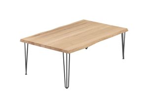 4064755153134 - Lamo Manufaktur - Esstisch Küchentisch Schreibtisch Couchtisch aus Massivholz mit Baumkante 120x80x47cm (AxBxH) Creative Natur   Rohstahl mit