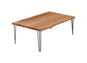 4064755153158 - Esstisch Küchentisch Schreibtisch Couchtisch aus Massivholz mit Baumkante 120x80x47cm (AxBxH) Creative Dunkel   Schwarz LWB-01-A-004-9005Cr