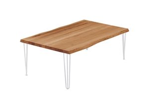 4064755153189 - Esstisch Küchentisch Schreibtisch Couchtisch aus Massivholz mit Baumkante 120x80x47cm (AxBxH) Creative Dunkel   Weiss LWB-01-A-004-9016Cr - Lamo