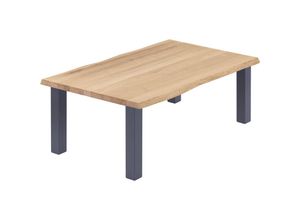 4064755153288 - Esstisch Küchentisch Schreibtisch Couchtisch aus Massivholz mit Baumkante 120x80x47cm (AxBxH) Classic Natur   Anthrazit LWB-01-A-002-7016Cl