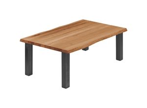 4064755153332 - Lamo Manufaktur - Esstisch Küchentisch Schreibtisch Couchtisch aus Massivholz mit Baumkante 120x80x47cm (AxBxH) Classic Dunkel   Rohstahl mit