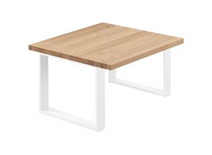 4064755154599 - LAMO Manufaktur Esstisch Küchentisch Schreibtisch Couchtisch aus Massivholz 60x60x47 cm (AxBxH) Modern Natur   Weiss LKG-01-A-002-9016M