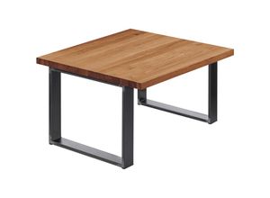 4064755154629 - Esstisch Küchentisch Schreibtisch Couchtisch aus Massivholz 60x60x47 cm (AxBxH) Modern Dunkel   Rohstahl mit Klarlack LKG-01-A-004-0000M - Lamo