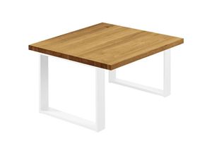 4064755154674 - Esstisch Küchentisch Schreibtisch Couchtisch aus Massivholz 60x60x47 cm (AxBxH) Modern Rustikal   Weiss LKG-01-A-003-9016M - Lamo Manufaktur