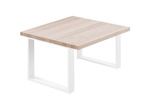 4064755154711 - Esstisch Küchentisch Schreibtisch Couchtisch aus Massivholz 60x60x47 cm (AxBxH) Modern Roh   Weiss LKG-01-A-001-9016M - Lamo Manufaktur