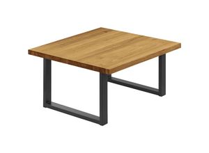 4064755154803 - Esstisch Küchentisch Schreibtisch Couchtisch aus Massivholz 60x60x47 cm (AxBxH) Loft Rustikal   Schwarz LKG-01-A-003-9005L - Lamo Manufaktur