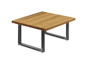 4064755154827 - Esstisch Küchentisch Schreibtisch Couchtisch aus Massivholz 60x60x47 cm (AxBxH) Loft Rustikal   Rohstahl mit Klarlack LKG-01-A-003-0000L - Lamo