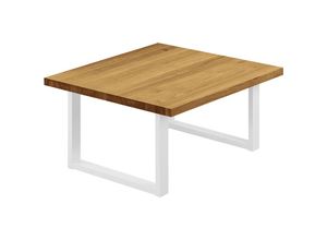 4064755154834 - Esstisch Küchentisch Schreibtisch Couchtisch aus Massivholz 60x60x47 cm (AxBxH) Loft Rustikal   Weiss LKG-01-A-003-9016L - Lamo Manufaktur