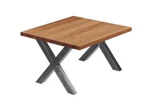 4064755154940 - Esstisch Küchentisch Schreibtisch Couchtisch aus Massivholz 60x60x47 cm (AxBxH) Design Dunkel   Rohstahl mit Klarlack LKG-01-A-004-0000D - Lamo