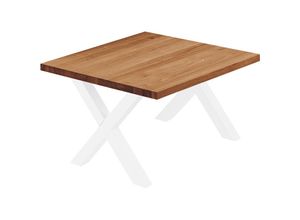 4064755154957 - Esstisch Küchentisch Schreibtisch Couchtisch aus Massivholz 60x60x47 cm (AxBxH) Design Dunkel   Weiss LKG-01-A-004-9016D - Lamo Manufaktur