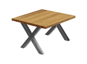 4064755154988 - Esstisch Küchentisch Schreibtisch Couchtisch aus Massivholz 60x60x47 cm (AxBxH) Design Rustikal   Rohstahl mit Klarlack LKG-01-A-003-0000D - Lamo