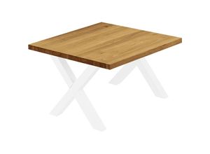 4064755154995 - Esstisch Küchentisch Schreibtisch Couchtisch aus Massivholz 60x60x47 cm (AxBxH) Design Rustikal   Weiss LKG-01-A-003-9016D - Lamo Manufaktur