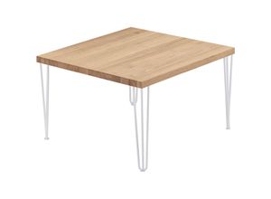 4064755155077 - Esstisch Küchentisch Schreibtisch Couchtisch aus Massivholz 60x60x47 cm (AxBxH) Creative Natur   Weiss LKG-01-A-002-9016Cr - Lamo Manufaktur