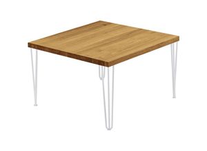 4064755155152 - Esstisch Küchentisch Schreibtisch Couchtisch aus Massivholz 60x60x47 cm (AxBxH) Creative Rustikal   Weiss LKG-01-A-003-9016Cr - Lamo Manufaktur