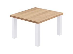 4064755155237 - Esstisch Küchentisch Schreibtisch Couchtisch aus Massivholz 60x60x47 cm (AxBxH) Classic Natur   Weiss LKG-01-A-002-9016Cl - Lamo Manufaktur