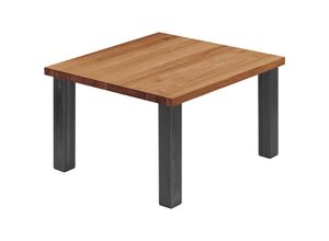 4064755155268 - Esstisch Küchentisch Schreibtisch Couchtisch aus Massivholz 60x60x47 cm (AxBxH) Classic Dunkel   Rohstahl mit Klarlack LKG-01-A-004-0000Cl - Lamo