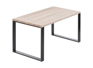 4064755155503 - LAMO Manufaktur Esstisch Küchentisch Schreibtisch Couchtisch aus Massivholz 120x80x76 cm (AxBxH) Modern Roh   Rohstahl mit Klarlack