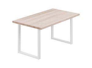 4064755155671 - Esstisch Küchentisch Schreibtisch Couchtisch aus Massivholz 120x80x76 cm (AxBxH) Loft Roh   Weiss LEG-01-A-001-9016L - Lamo Manufaktur